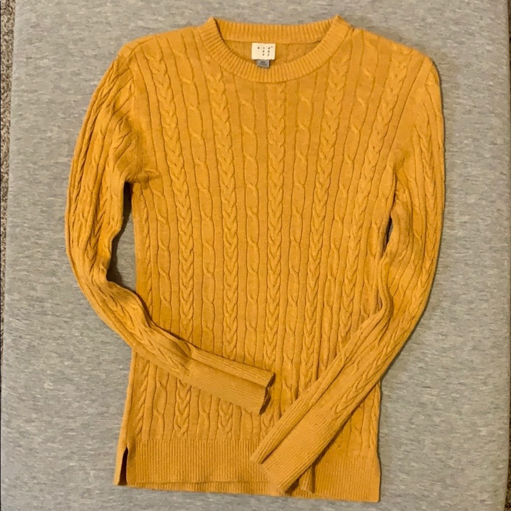A New Day mustard yellow cable knit sweater